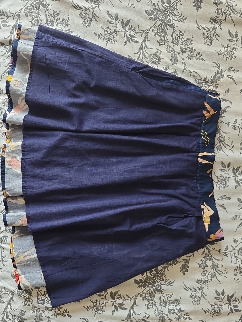 ModCloth Synchronized Swimmers Pleated Cotton Skirt Navy Medium - Picture 13 of 16